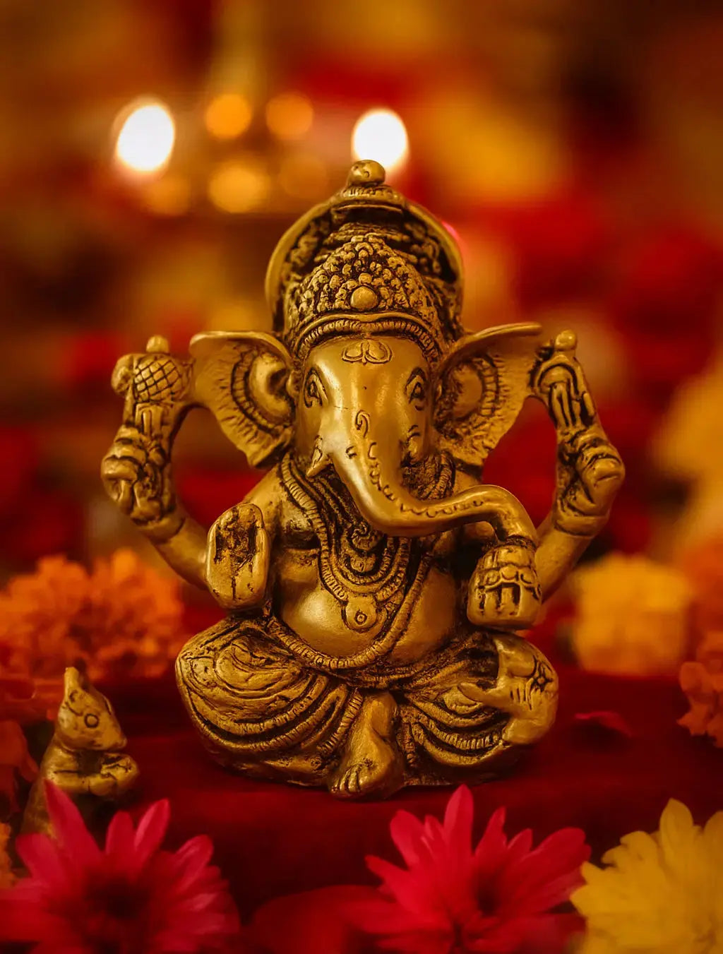 Beautiful Brass Ganesha Idol – 4" adhyatmaa