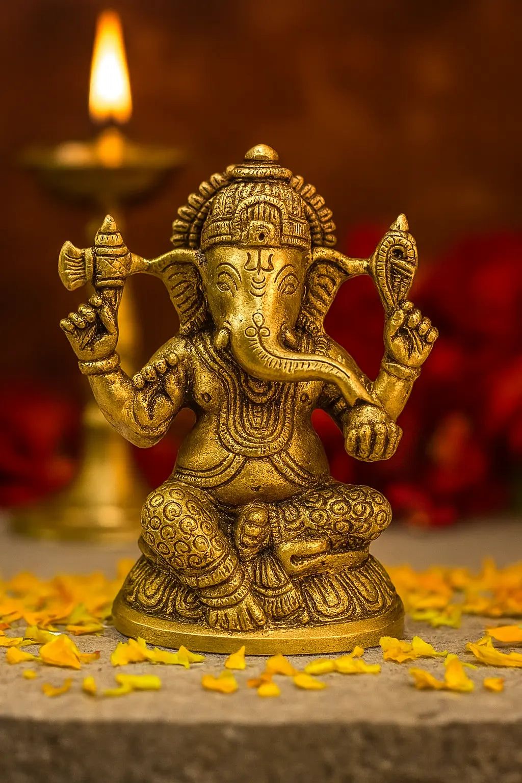 Beautiful Brass Ganesha Idol – 4" adhyatmaa